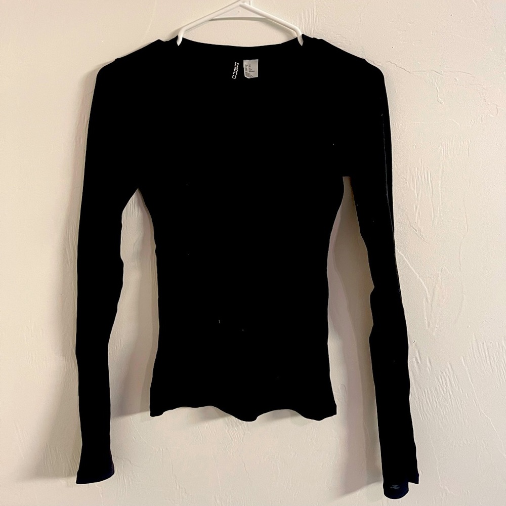H&M Black Fitted Long Sleeve Bodysuit